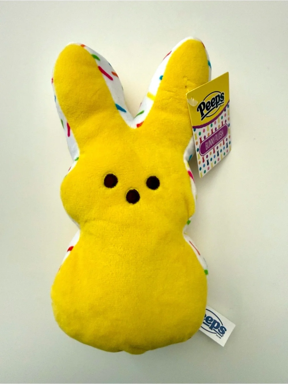 Peeps 8 Inch Yellow with Confetti Pattern on Sides/Top/Bottom Bunny Plushie